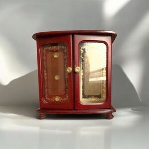 Vintage-Inspired Red Jewelry Cabinet